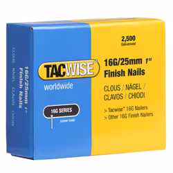 Boîte de 2500 clous de finition de type 16G L. 25 mm. Clous 16G galvanisés pour une force de maintien supérieur aux clous 18G ...