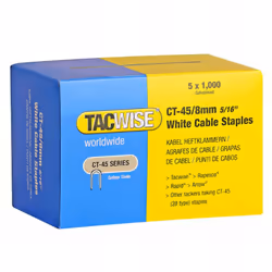Boîte de 5000 agrafes pour câble type CT45 L. 8 mm blanches . Compatibles avec Tacwise CT45 câble agrafeuses et Z3-CT45 câble ...