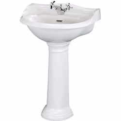 Donnez une touche d'antan à votre salle de bains avec ce lavabo sur pied authentique de style traditionnel en céramique blanc ...