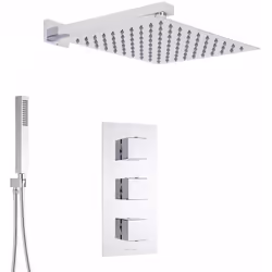 Cet ensemble complet mitigeur de douche thermostatique à encastrer, à triple robinets et deux fonctions, dont deux fonctions  ...