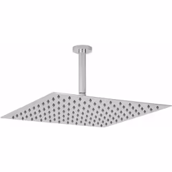 POMMEAU DE DOUCHE Fabriqué en acier inoxydable. Forme carrée ultra fine 40cm. Picots anticalcaires. Bras de fixation en laito ...