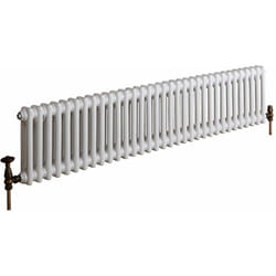 Windsor - Radiateur Rétro Horizontal Blanc à Colonnes - 30cm x 150.5cm - Hudson Reed