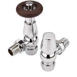 Windor - Robinets de Radiateur d'Angle Thermostatiques - Effet Bois - Hudson Reed