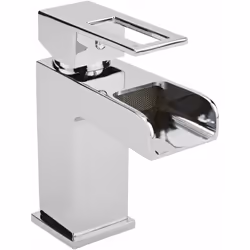 ROBINET MONOTROU LAITON CHROME Bec verseur cascade. Cartouche à disques de céramique. Poignée ergonomique. Bonde non-fournie. ...