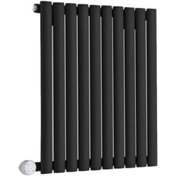 Hudson Reed - Vitality Électrique – Radiateur Design Horizontal Colonnes Ovales – Noir – 63.5 x 59.5 cm