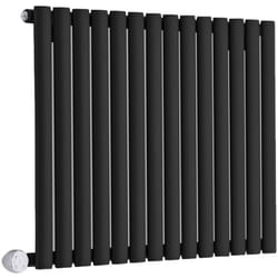 Hudson Reed - Vitality Électrique – Radiateur Design Horizontal Colonnes Ovales – Noir – 63.5 x 82.6 cm