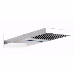 Pomme de douche rectangulaire avec bras intégré - Acier inoxydable.- Pluie et jet cascade massant.- Deux entrées permettent d ...