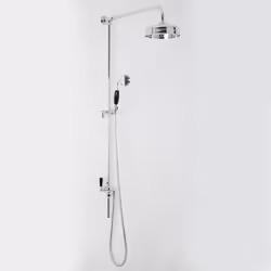 Créez un look rétro élégant avec la colonne de douche rétro Elizabeth, composé d'un pommeau rond fixe, d'une douchette avec f ...