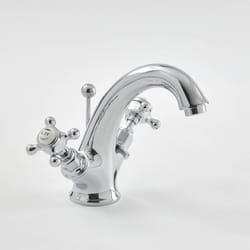 Hudson Reed - Elizabeth - Robinet Monotrou Lavabo Rétro Chromé et Blanc Commandes Croisillons
