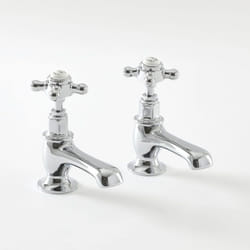 Hudson Reed - Elizabeth – Paire de Robinets Rétro pour Lavabo Chromé et Blanc Commandes Croisillons