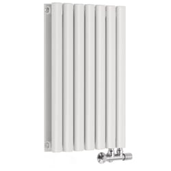 Hudson Reed - Vitality Caldae – Radiateur Design Horizontal – Raccordement Central – Blanc – 63.5 x 41.5cm Double Rang