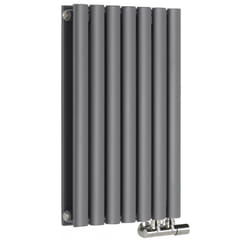 Vitality Caldae – Radiateur Design Horizontal – Raccordement Central – Anthracite – 63.5 x 41.5cm Double Rang - Hudson Reed