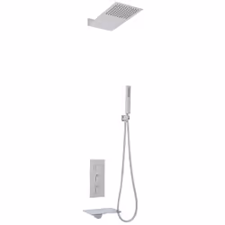 Ultra modernite d'un ensemble de douche encastré de qualité, dont la pomme de douche, au tomber de l'eau en cascade, sa douch ...