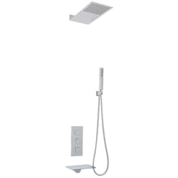 Kit de douche thermostatique encastrable - Duo de pomme de douche & Douchette