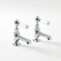 Paire de Robinets Rétro pour Lavabo – Chromé & Blanc – Commandes Leviers - Elizabeth