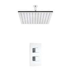 Kit de Douche Thermostatique à Encastrer - Design Cubique - Pommeau Plafond 40 x 40CM - Hudson Reed