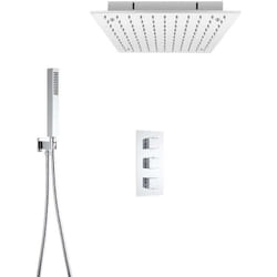 Kit de Douche Thermostatique à Encastrer avec Pomme Plafonnier 40x40CM - Douchette Fonctions Distinctes/Simultanées - Design Cubique - Hudson Reed