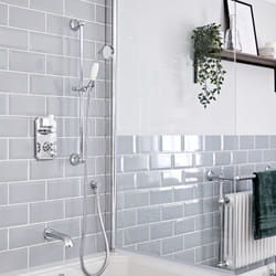 Elizabeth - Kit de douche rétro - Mitigeur thermostatique à double fonctions avec inverseur&44 Kit douchette sur rampe et Bec verseur baignoire mural