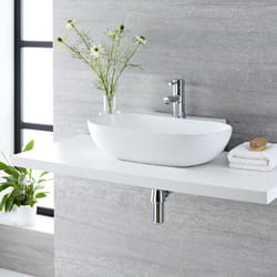 Ensemble Vasque Ovale Suspendue Otterton 55 x 39.5CM & Mitigeur Monotrou