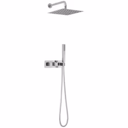 Cet ensemble réunit un beau mitigeur mural thermostatique à encastrer, avec sa douchette ultrapratique et un élégant pommeau ...