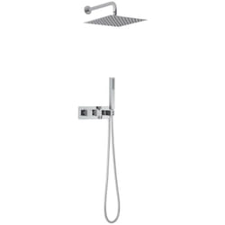 Kit de Douche à Encastrer avec Pommeau Mural 30 x 30CM et Douchette - Gamme Kubix Cubique