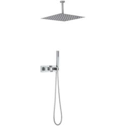 Kit de Douche à Encastrer avec Pommeau Plafond 40 x 40CM et Douchette - Gamme Kubix Cubique