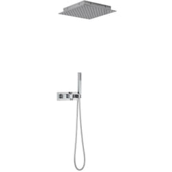 Kit de Douche à Encastrer avec Pommeau Plafonnier 40 x 40CM et Douchette - Gamme Kubix Cubique