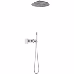 Cet ensemble réunit un beau mitigeur mural thermostatique à encastrer, avec sa douchette ultrapratique et un élégant pommeau  ...