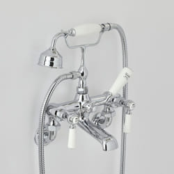 Mélangeur Bain Douche Mural Rétro – Chromé & Blanc – Commandes Leviers - Elizabeth