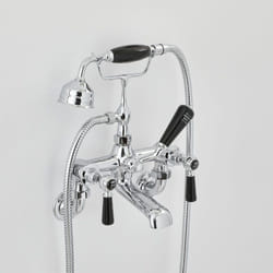 Mélangeur Bain Douche Mural Rétro – Chromé & Noir – Commandes Leviers - Elizabeth