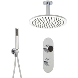 Hudson Reed - Kit de Douche Thermostatique Digital 2 Fonctions avec Pommeau Plafond Rond