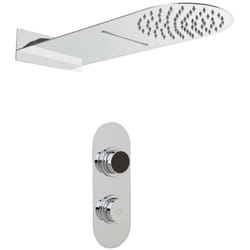 Hudson Reed - Kit de Douche Thermostatique Digital 2 Fonctions avec Pommeau Pluie & Cascade