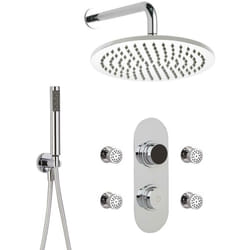 Kit de Douche Thermostatique Digital 3 Fonctions avec Pommeau Mural Rond - 4 Buses Massages - Hudson Reed
