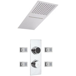 Kit de Douche Thermostatique Digital 3 Fonctions avec Pommeau Cascade & Pluie - 4 Buses Massages - Hudson Reed