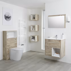 Transformez votre salle de bain avec ce superbe set incluant un meuble-lavabo et un meuble WC assortis, pour un look contempo ...