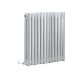 Hudson Reed - Windsor - Radiateur Électrique Style Fonte Rétro Horizontal Triple Rang - Blanc - 60 cm x 60.5 cm