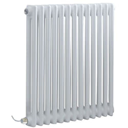Hudson Reed Windsor - Radiateur Électrique Style Fonte Rétro Horizontal Double Rang - Blanc - 60 cm x 60.5 cm
