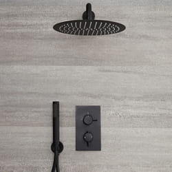 Kit de Douche - Mitigeur Thermostatique Encastrable&44 Pommeau de Douche Rond Ø30cm et Douchette - Noir - Nox
