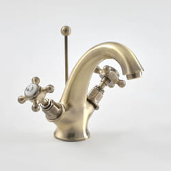 Hudson Reed - Robinet Monotrou Lavabo Rétro - Or Brossé - Commandes Croisillons - Elizabeth
