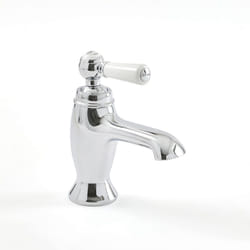 Elizabeth - Mitigeur Lavabo Monotrou Rétro Chromé et Blanc Commande Levier - Hudson Reed