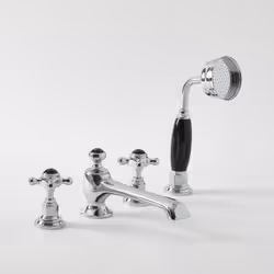 Le mélangeur bain douche 4 trous apportera un aspect rétro élégant à votre salle de bain. Doté de poignées en croisillon avec ...