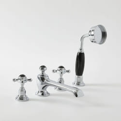 Hudson Reed - Mélangeur Bain Douche Rétro 4 Trous - Chromé & Noir - Commandes Croisillons - Elizabeth