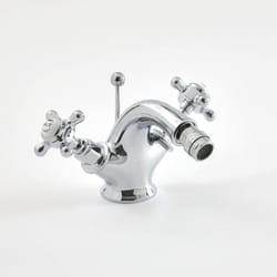 Hudson Reed - Mélangeur Rétro pour Bidet – Chromé & Blanc – Commandes Croisillons - Elizabeth