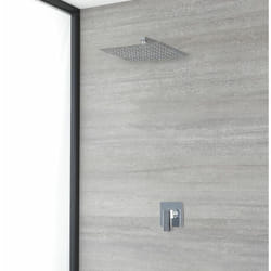 Kubix - Mitigeur Mécanique à 1 Fonction avec Pommeau Mural Carré Pluie de 30 cm - Chromé