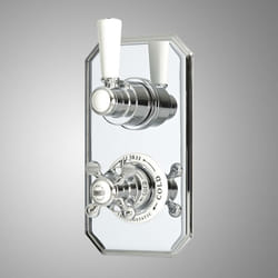 Hudson Reed - Elizabeth - Kit de douche rétro - Mitigeur de douche thermostatique rétro encastré - Chromé et blanc