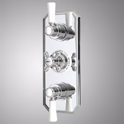 Alimentant de l'eau à deux sorties, le mitigeur de douche thermostatique encastré Elizabeth allie parfaitement la technologie ...