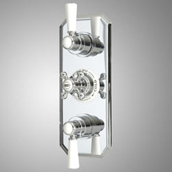 Hudson Reed - Elizabeth - Kit de douche rétro - Mitigeur de douche thermostatique rétro encastré à deux fonctions - Chromé et blanc
