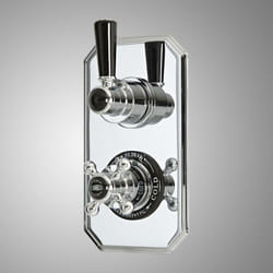 Hudson Reed - Elizabeth - Kit de douche rétro - Mitigeur de douche thermostatique rétro encastré - Chromé et noir
