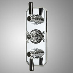 Hudson Reed - Elizabeth - Kit de douche rétro - Mitigeur de douche thermostatique rétro encastré à deux fonctions - Chromé et noir