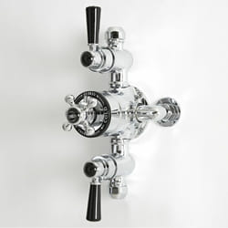Hudson Reed - Elizabeth - Kit de douche rétro - Mitigeur de douche thermostatique rétro exposé à deux fonctions - Chromé et noir